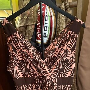 London Times Pink and Brown Midi Dress